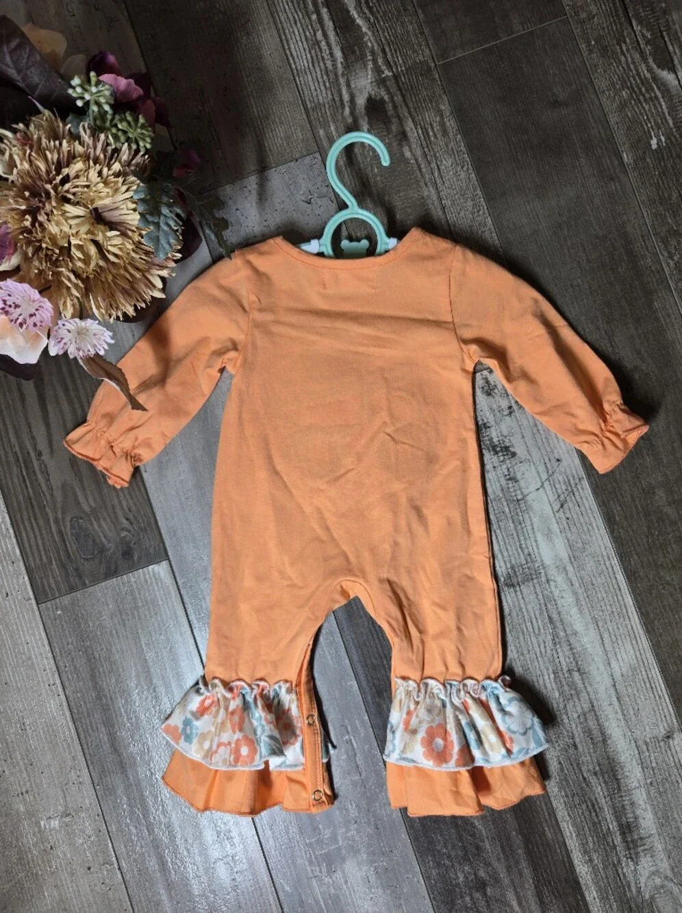 Marie Nicole Orange Animal Dump Truck Embroidered Romper 0–3M NWOT